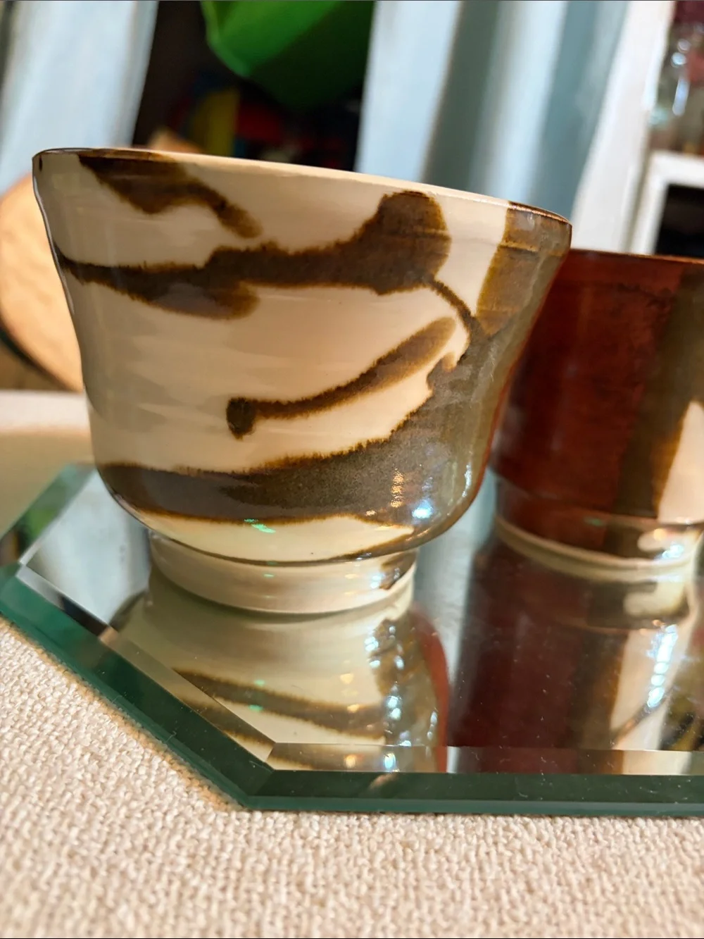 Vintage Studio Pottery Mingei Style Matcha Bowl & Yunomi Tea Cup Set Handcrafted